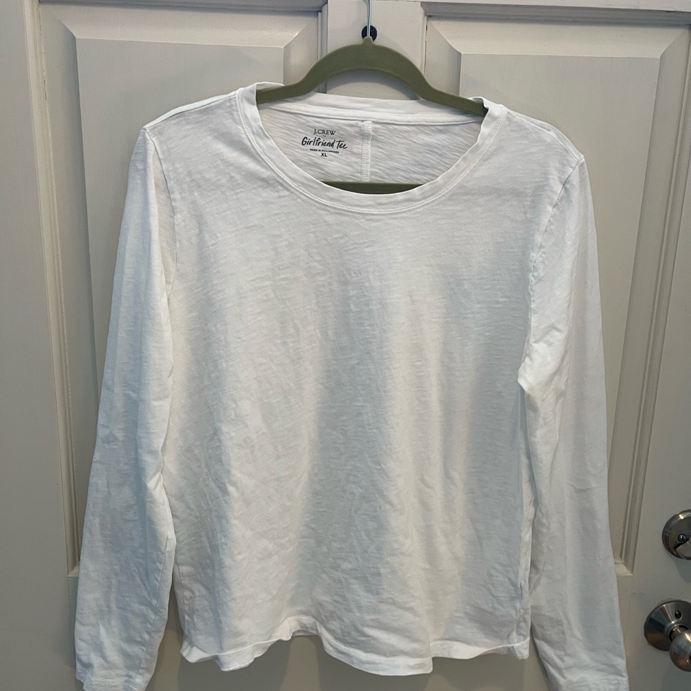 J. Crew White Long Sleeve Crewneck Tee